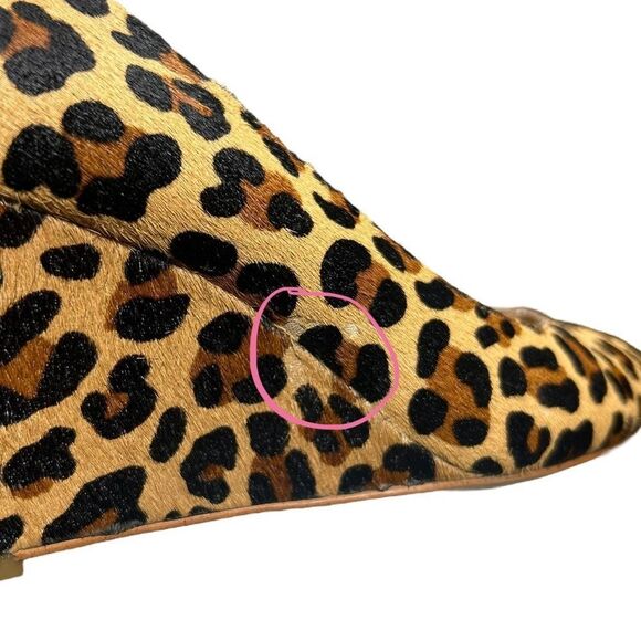 J. Crew Sylvia Calf Hair Leopard Print Wedges Cheetah Print Wedged Heels Size 7 - Picture 12 of 13
